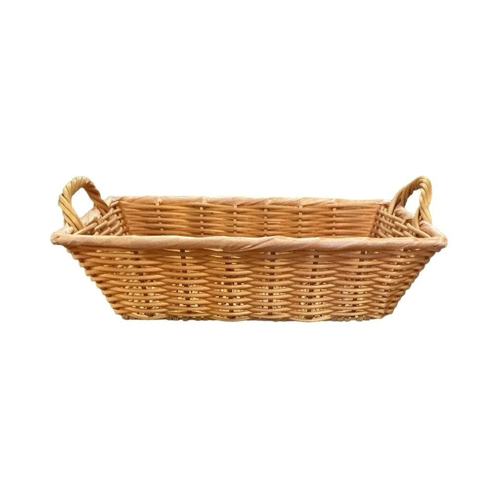 Natural Wicker Rectangular Storage Basket with Handles Honey Brown 11 x 8 x‎ 3